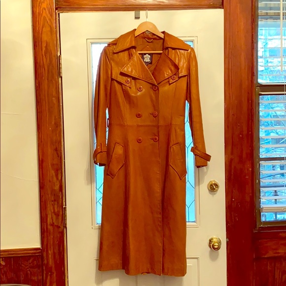 80’s leather trench coat - Picture 2 of 10